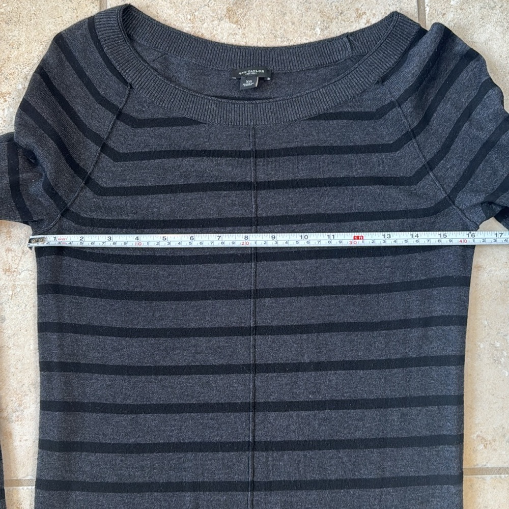 Ann Taylor black & gray Striped Boat Neck Knit Sweater Size XS - Picture 7 of 7